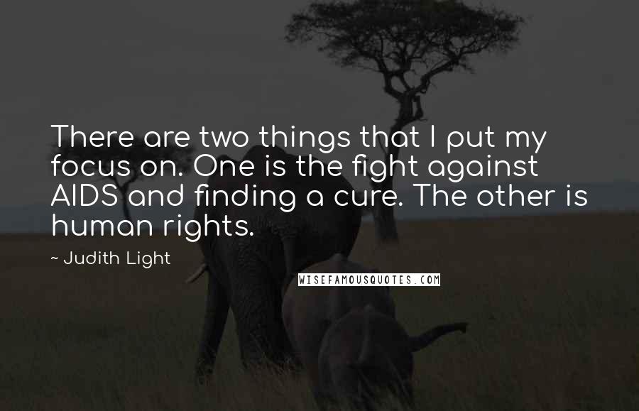 Judith Light Quotes: There are two things that I put my focus on. One is the fight against AIDS and finding a cure. The other is human rights.