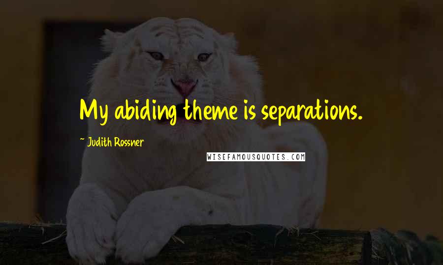 Judith Rossner Quotes: My abiding theme is separations.