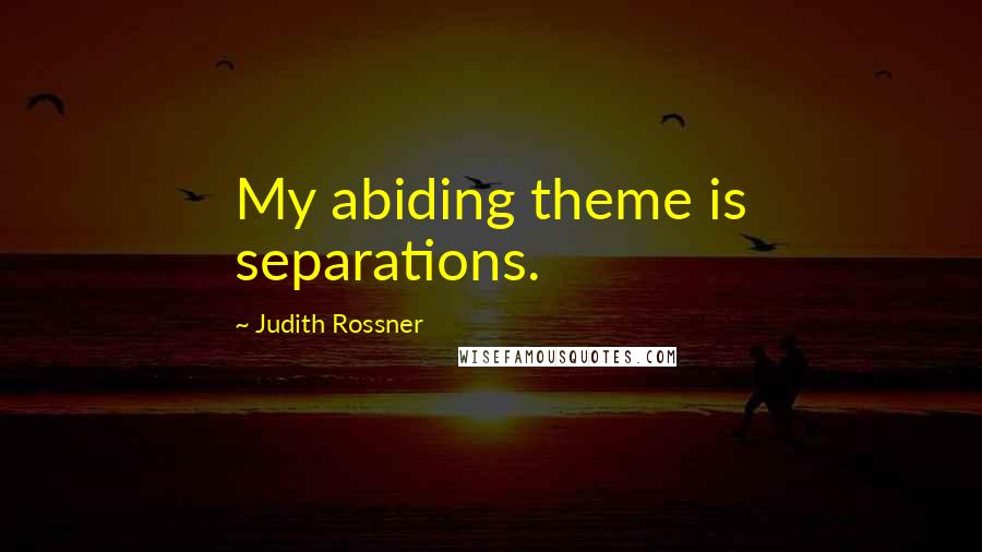 Judith Rossner Quotes: My abiding theme is separations.