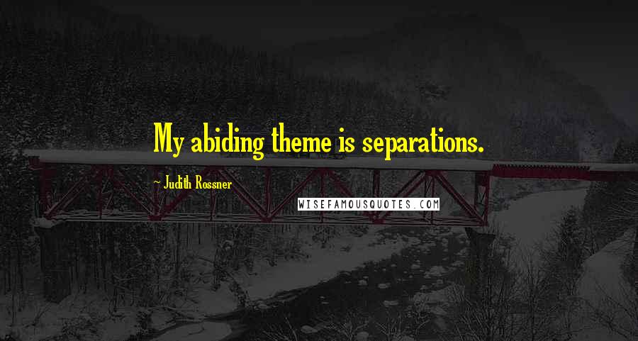 Judith Rossner Quotes: My abiding theme is separations.