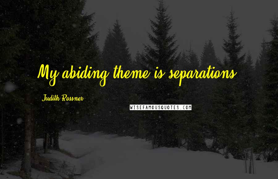 Judith Rossner Quotes: My abiding theme is separations.