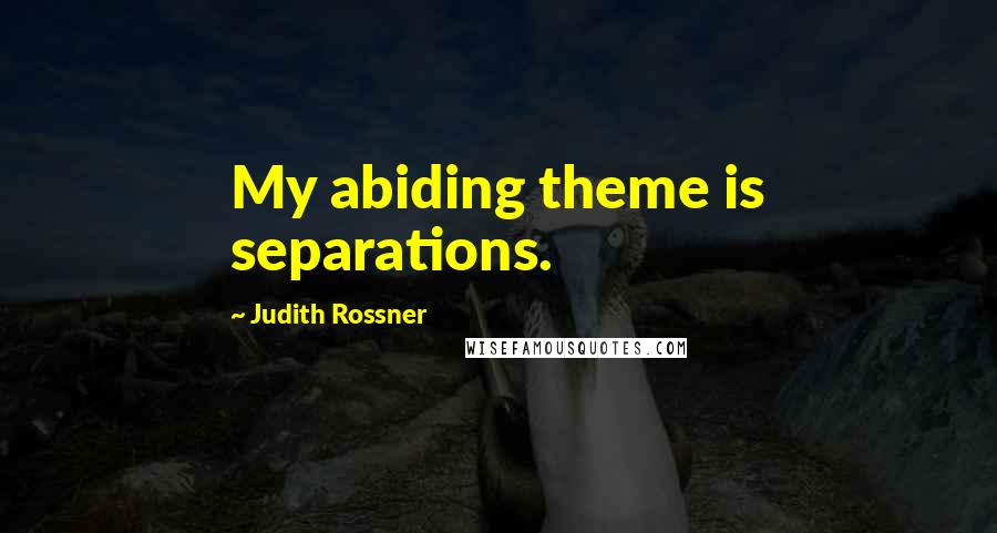 Judith Rossner Quotes: My abiding theme is separations.