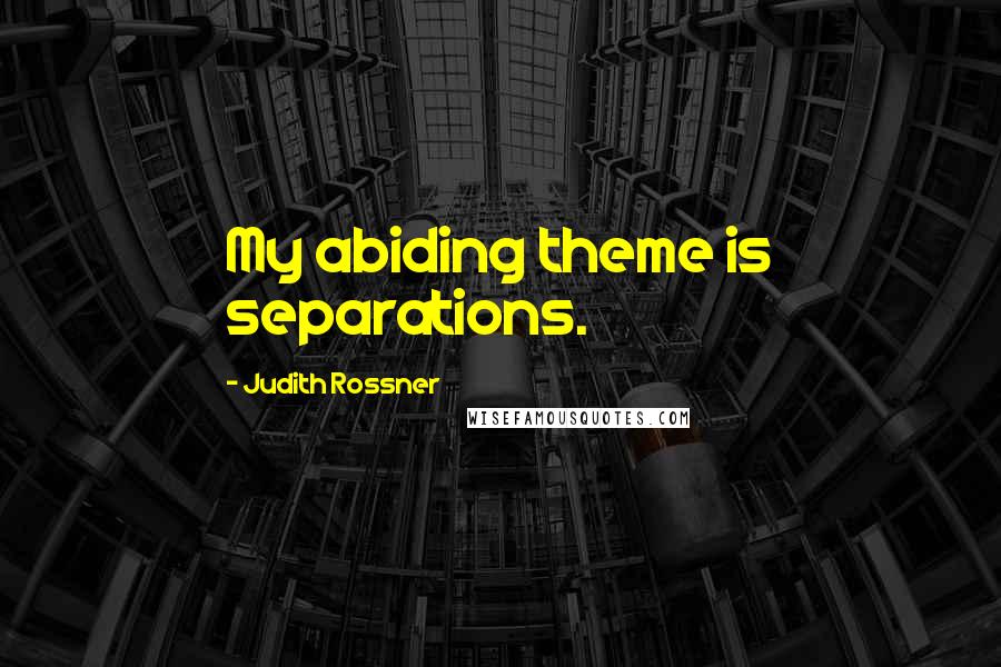 Judith Rossner Quotes: My abiding theme is separations.