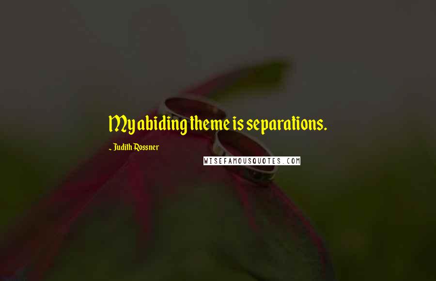 Judith Rossner Quotes: My abiding theme is separations.