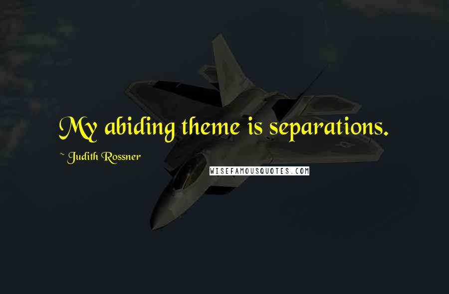 Judith Rossner Quotes: My abiding theme is separations.