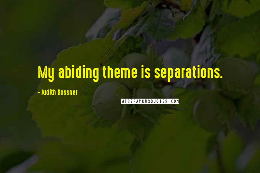 Judith Rossner Quotes: My abiding theme is separations.