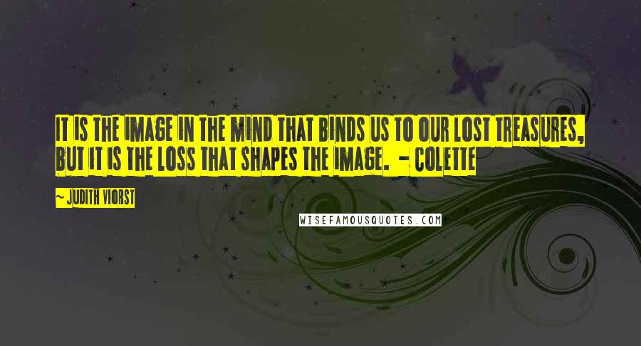 Judith Viorst Quotes: It is the image in the mind that binds us to our lost treasures, but it is the loss that shapes the image.  - Colette