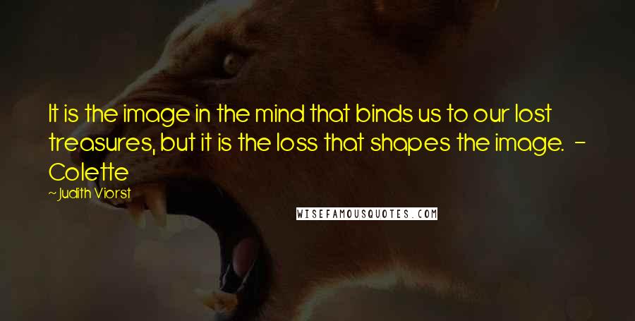 Judith Viorst Quotes: It is the image in the mind that binds us to our lost treasures, but it is the loss that shapes the image.  - Colette