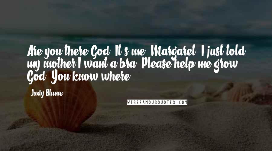 Judy Blume Quotes: Are you there God? It's me, Margaret. I just told my mother I want a bra. Please help me grow God. You know where.