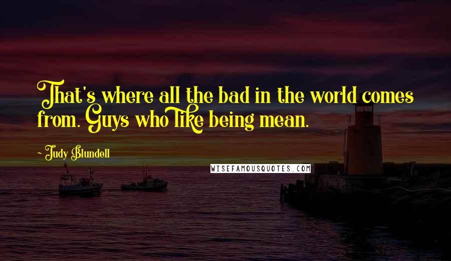 Judy Blundell Quotes: That's where all the bad in the world comes from. Guys who like being mean.