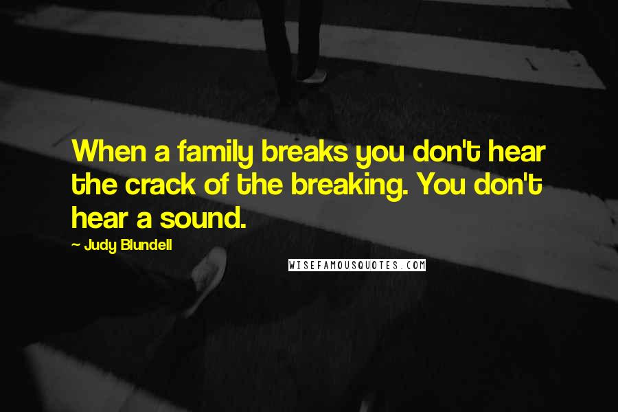 Judy Blundell Quotes: When a family breaks you don't hear the crack of the breaking. You don't hear a sound.