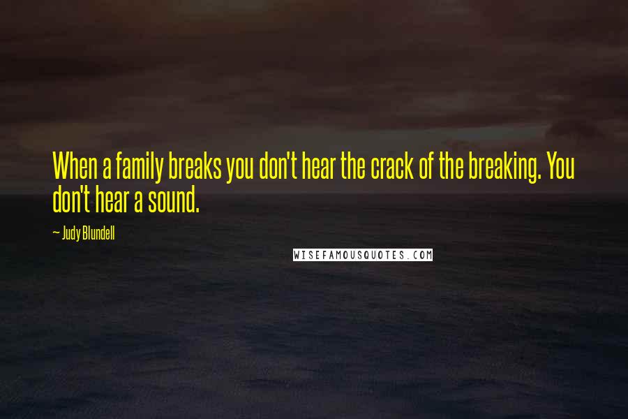 Judy Blundell Quotes: When a family breaks you don't hear the crack of the breaking. You don't hear a sound.