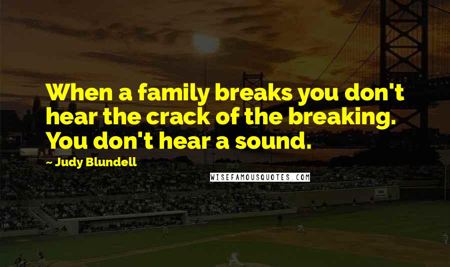 Judy Blundell Quotes: When a family breaks you don't hear the crack of the breaking. You don't hear a sound.