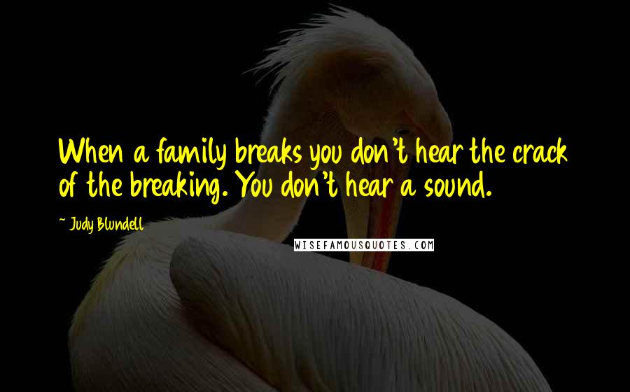 Judy Blundell Quotes: When a family breaks you don't hear the crack of the breaking. You don't hear a sound.