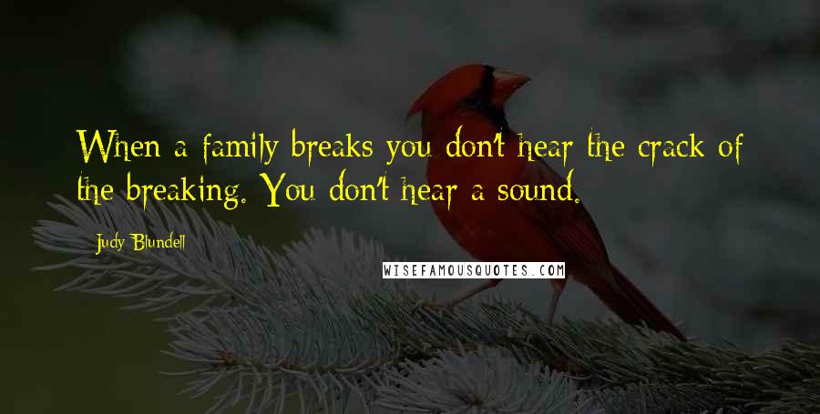 Judy Blundell Quotes: When a family breaks you don't hear the crack of the breaking. You don't hear a sound.