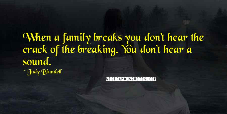 Judy Blundell Quotes: When a family breaks you don't hear the crack of the breaking. You don't hear a sound.