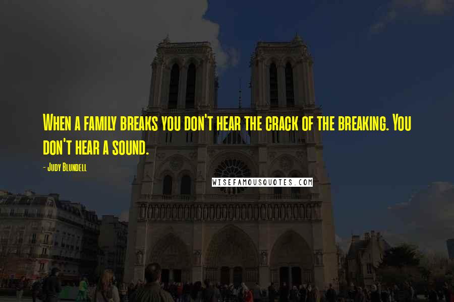 Judy Blundell Quotes: When a family breaks you don't hear the crack of the breaking. You don't hear a sound.