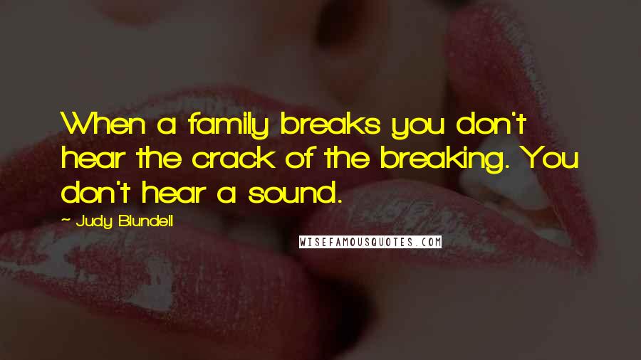 Judy Blundell Quotes: When a family breaks you don't hear the crack of the breaking. You don't hear a sound.