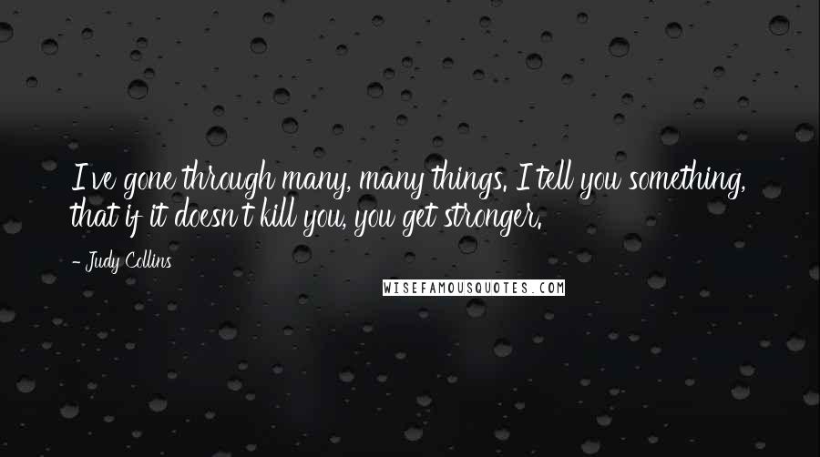 Judy Collins Quotes: I've gone through many, many things. I tell you something, that if it doesn't kill you, you get stronger.