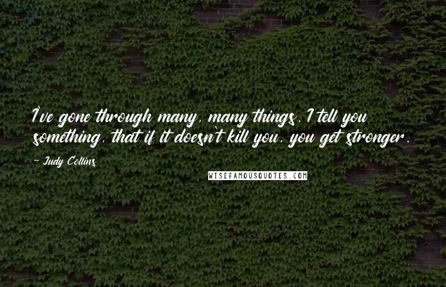 Judy Collins Quotes: I've gone through many, many things. I tell you something, that if it doesn't kill you, you get stronger.