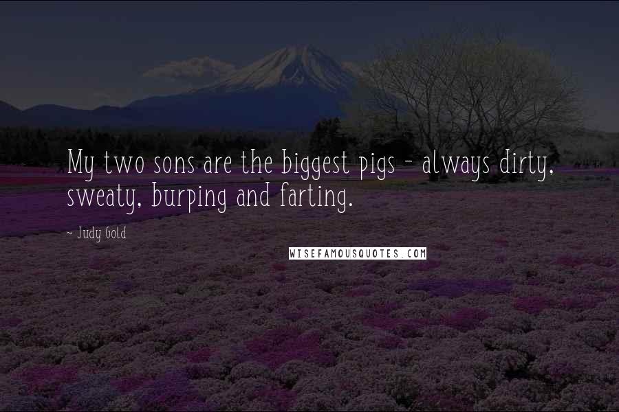 Judy Gold Quotes: My two sons are the biggest pigs - always dirty, sweaty, burping and farting.