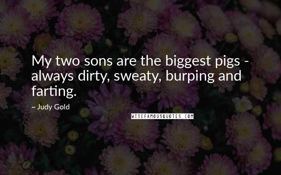 Judy Gold Quotes: My two sons are the biggest pigs - always dirty, sweaty, burping and farting.