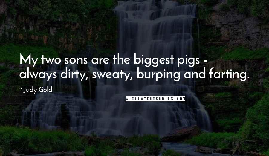 Judy Gold Quotes: My two sons are the biggest pigs - always dirty, sweaty, burping and farting.