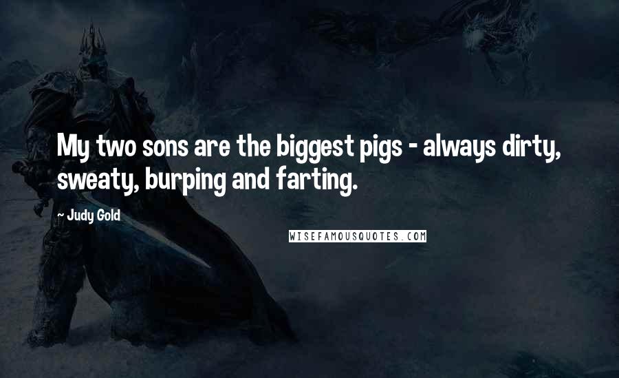 Judy Gold Quotes: My two sons are the biggest pigs - always dirty, sweaty, burping and farting.