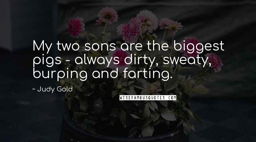 Judy Gold Quotes: My two sons are the biggest pigs - always dirty, sweaty, burping and farting.