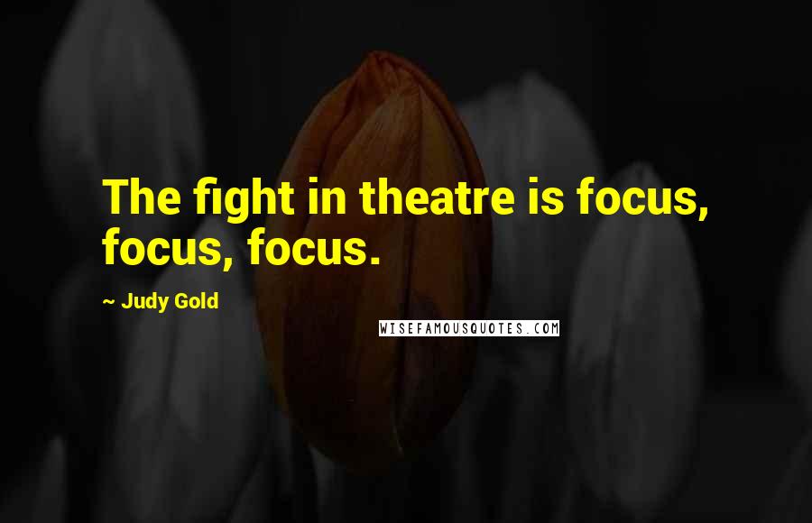 Judy Gold Quotes: The fight in theatre is focus, focus, focus.