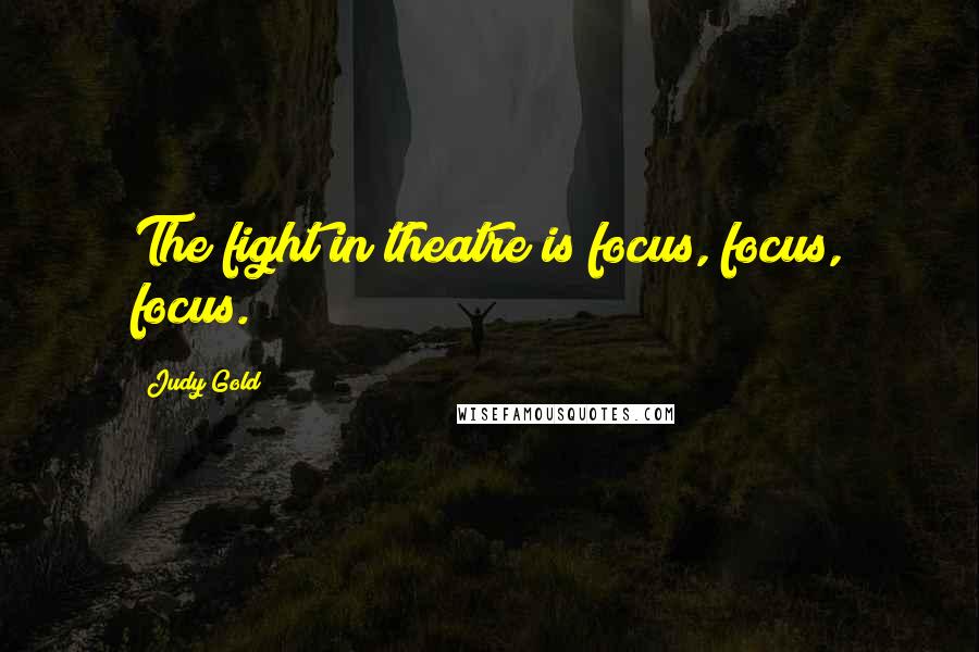 Judy Gold Quotes: The fight in theatre is focus, focus, focus.