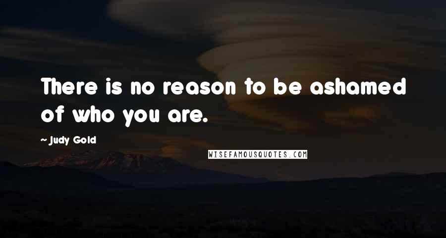 Judy Gold Quotes: There is no reason to be ashamed of who you are.