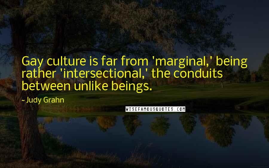 Judy Grahn Quotes: Gay culture is far from 'marginal,' being rather 'intersectional,' the conduits between unlike beings.