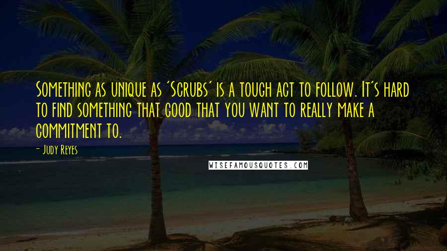 Judy Reyes Quotes: Something as unique as 'Scrubs' is a tough act to follow. It's hard to find something that good that you want to really make a commitment to.