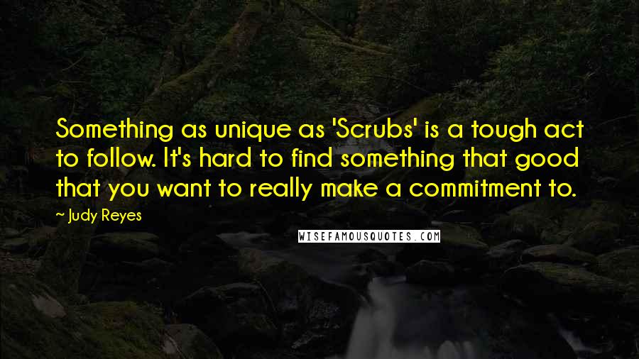 Judy Reyes Quotes: Something as unique as 'Scrubs' is a tough act to follow. It's hard to find something that good that you want to really make a commitment to.