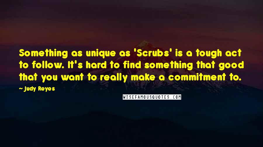 Judy Reyes Quotes: Something as unique as 'Scrubs' is a tough act to follow. It's hard to find something that good that you want to really make a commitment to.
