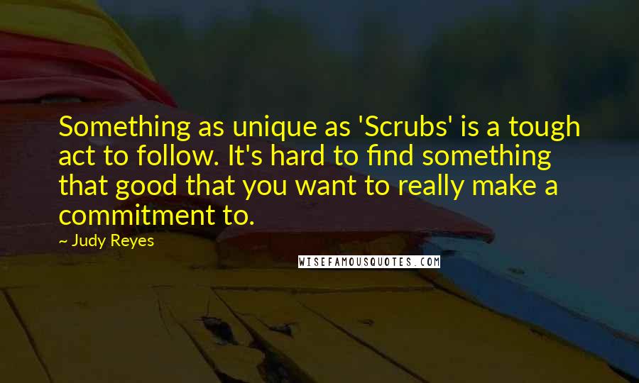 Judy Reyes Quotes: Something as unique as 'Scrubs' is a tough act to follow. It's hard to find something that good that you want to really make a commitment to.