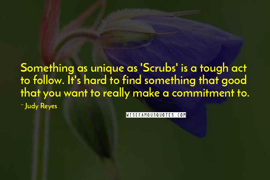 Judy Reyes Quotes: Something as unique as 'Scrubs' is a tough act to follow. It's hard to find something that good that you want to really make a commitment to.