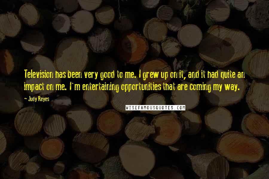 Judy Reyes Quotes: Television has been very good to me. I grew up on it, and it had quite an impact on me. I'm entertaining opportunities that are coming my way.