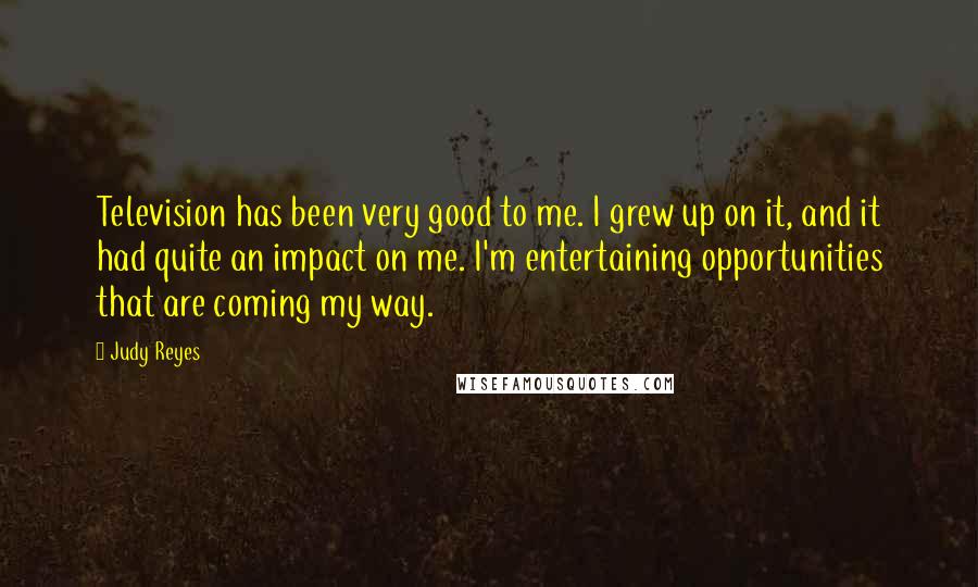 Judy Reyes Quotes: Television has been very good to me. I grew up on it, and it had quite an impact on me. I'm entertaining opportunities that are coming my way.