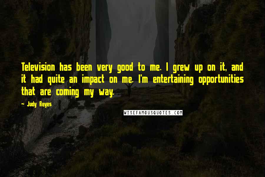 Judy Reyes Quotes: Television has been very good to me. I grew up on it, and it had quite an impact on me. I'm entertaining opportunities that are coming my way.