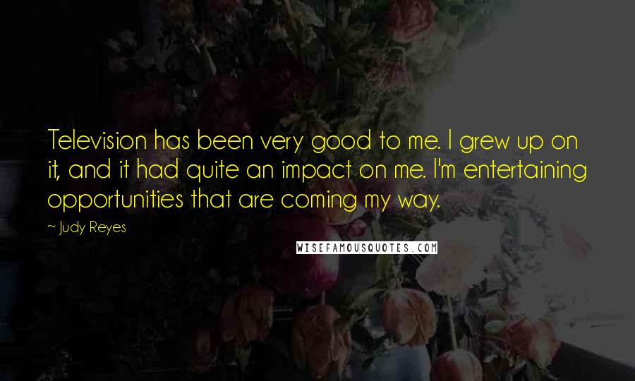 Judy Reyes Quotes: Television has been very good to me. I grew up on it, and it had quite an impact on me. I'm entertaining opportunities that are coming my way.