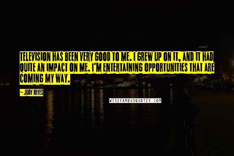 Judy Reyes Quotes: Television has been very good to me. I grew up on it, and it had quite an impact on me. I'm entertaining opportunities that are coming my way.