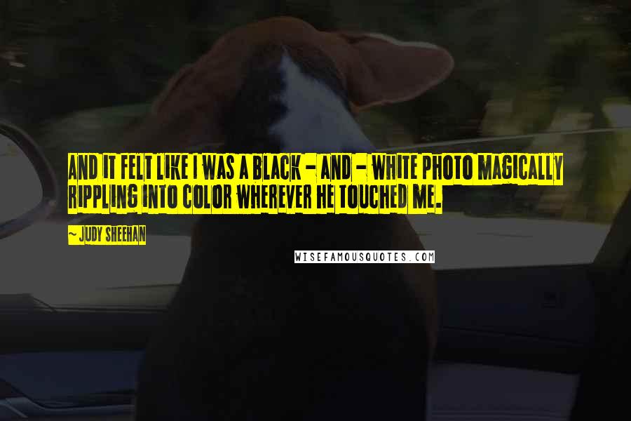 Judy Sheehan Quotes: And it felt like I was a black - and - white photo magically rippling into color wherever he touched me.