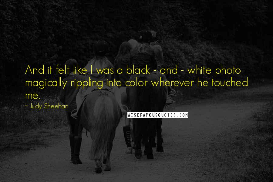 Judy Sheehan Quotes: And it felt like I was a black - and - white photo magically rippling into color wherever he touched me.