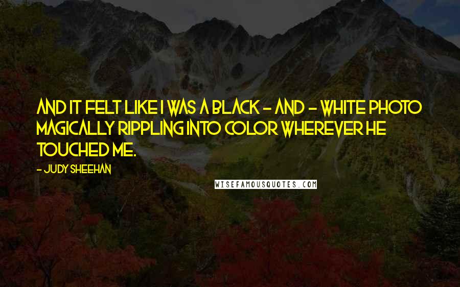 Judy Sheehan Quotes: And it felt like I was a black - and - white photo magically rippling into color wherever he touched me.