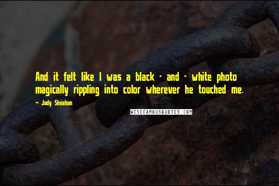 Judy Sheehan Quotes: And it felt like I was a black - and - white photo magically rippling into color wherever he touched me.