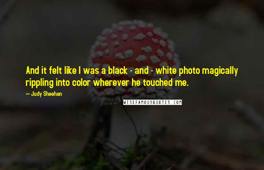 Judy Sheehan Quotes: And it felt like I was a black - and - white photo magically rippling into color wherever he touched me.