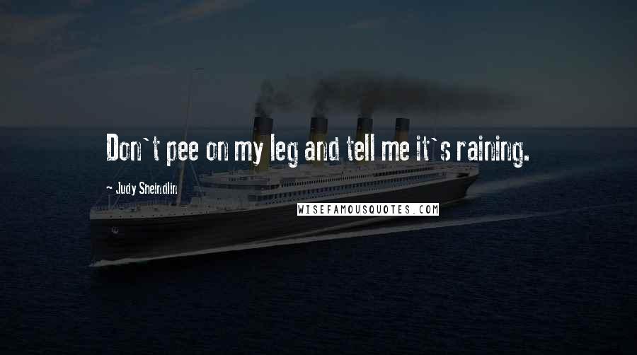 Judy Sheindlin Quotes: Don't pee on my leg and tell me it's raining.