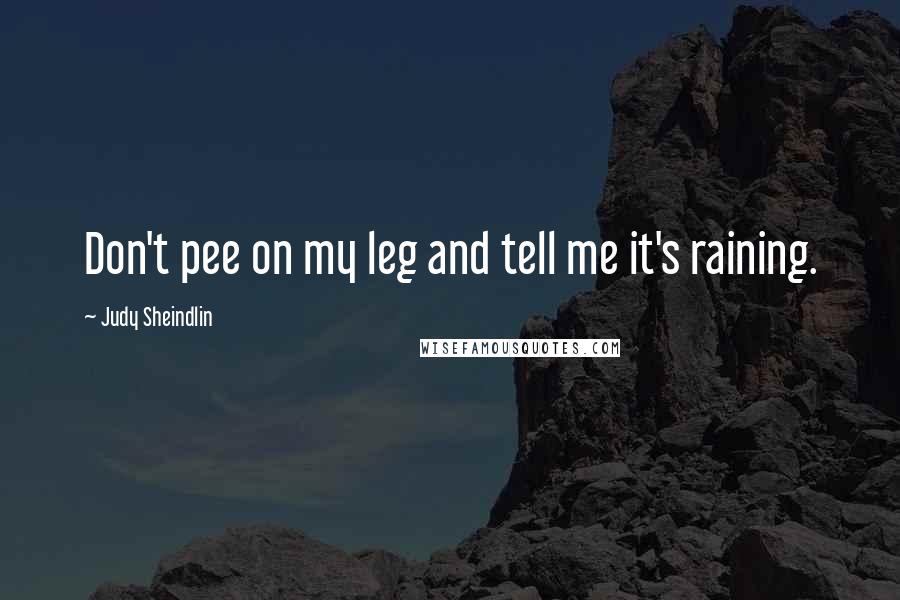 Judy Sheindlin Quotes: Don't pee on my leg and tell me it's raining.